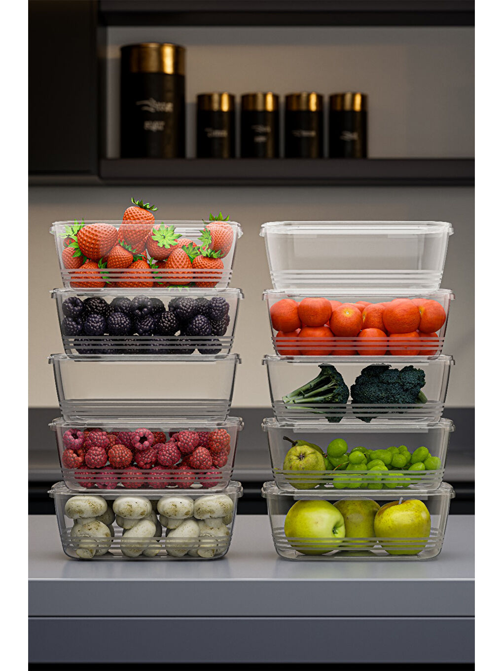 Renksiz 1072 20'li Buzluk Düzenleyici Saklama Kabı Kendinden Kapaklı Derin Dondurucu Saklama Kabı 1Lt Şeffaf-3