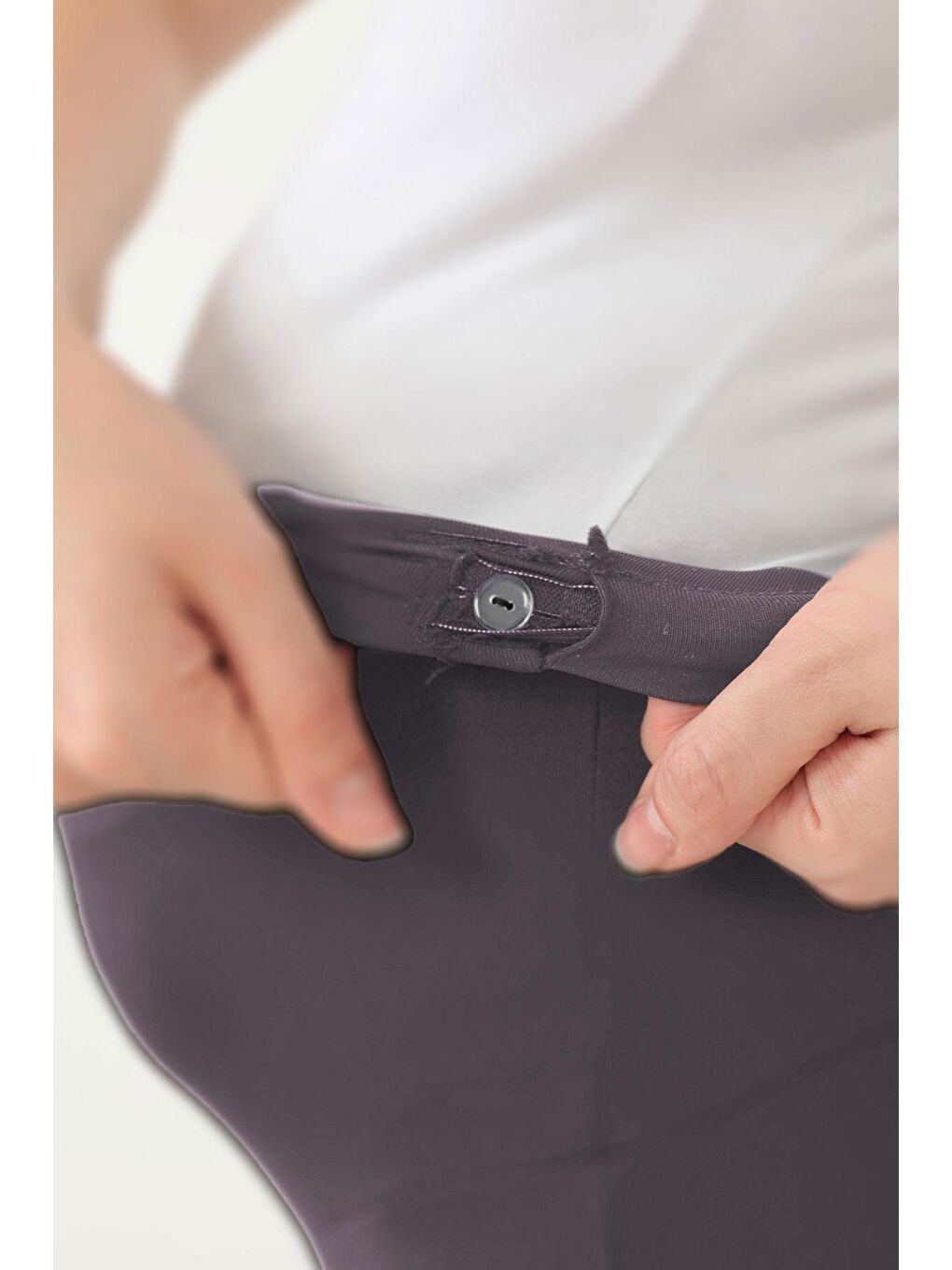 Gri Füme Yüksek Bel Hamile İspanyol Paça Kadın Tayt-7