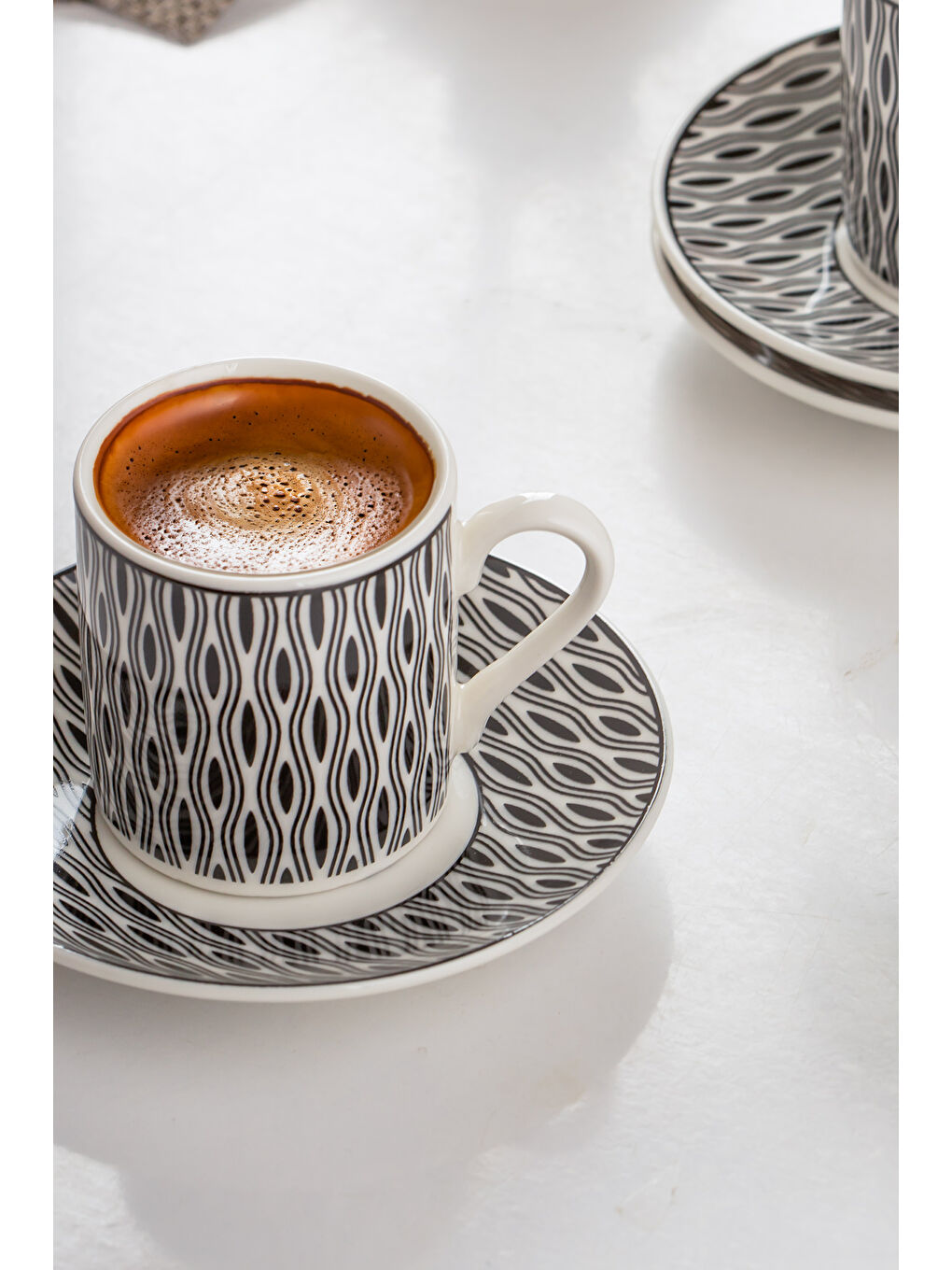 Siyah Yx03 Desenli Porselen Fincan Takımı - Türk Kahvesi 6 Kişilik 90 Cc-2