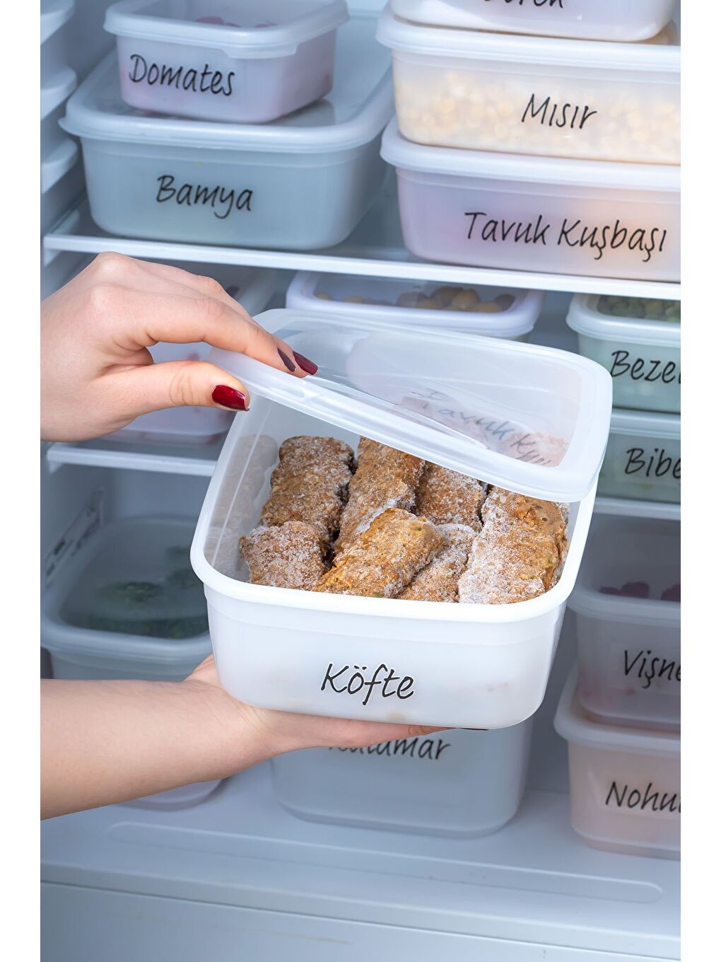 Renksiz 1126 12'lı Etiketli No Frost -25°c Derin Dondurucu Mikrodalga Yiyecek Erzak Saklama Kabı Seti Beyaz-3