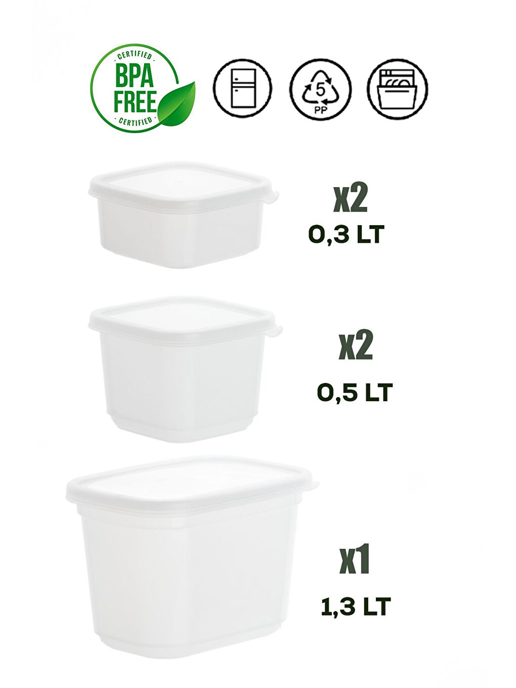 Renksiz 1126 12'lı Etiketli No Frost -25°c Derin Dondurucu Mikrodalga Yiyecek Erzak Saklama Kabı Seti Beyaz-5