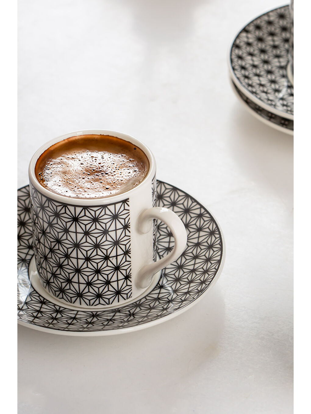 Siyah Yx02 Desenli Porselen Fincan Takımı - Türk Kahvesi 6 Kişilik 90 Cc-2