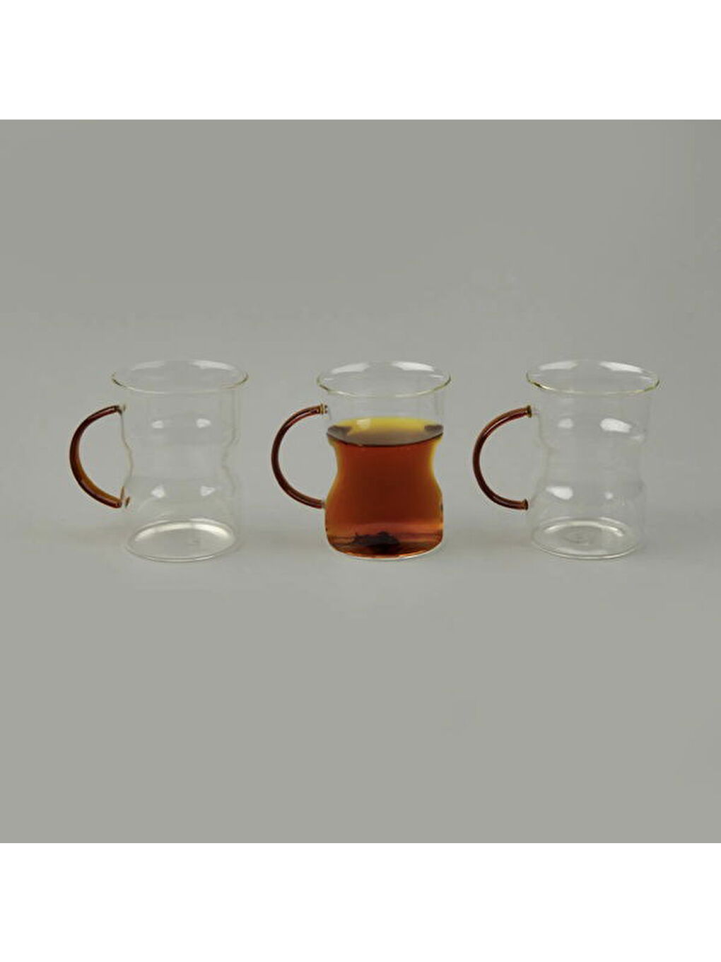 Karışık Keyif 3'lü Renkli Kulplu Cam Kupa - Renkli - 200 ml