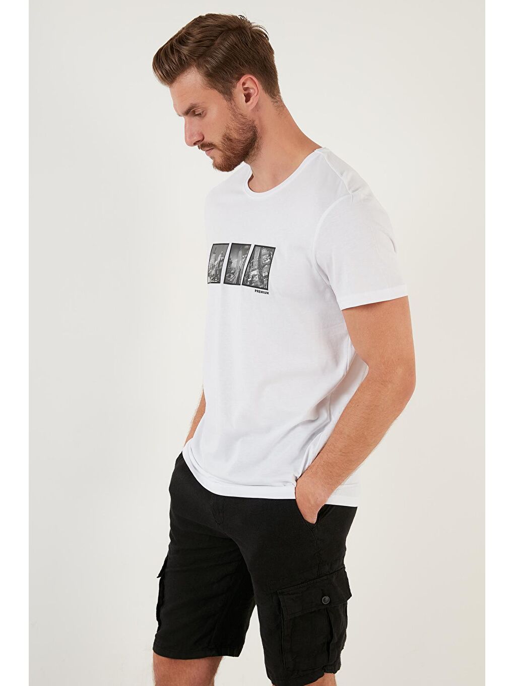 Buratti Beyaz Baskılı Slim Fit Bisiklet Yaka % 100 Pamuk T Shirt 5902342 - 3