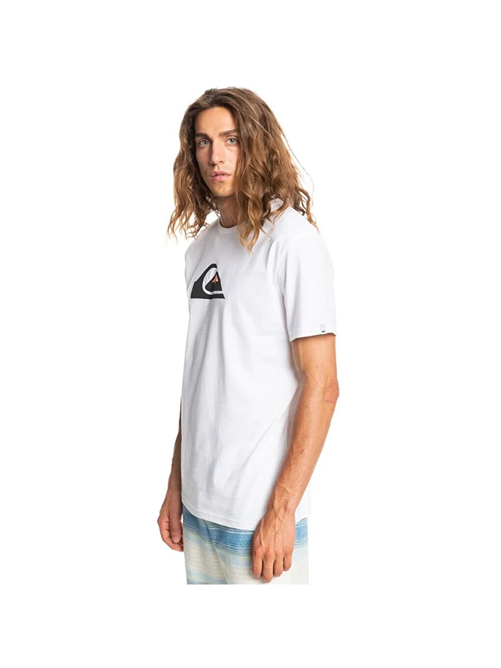 Quiksilver Comp Erkek Beyaz Baskılı Bisiklet Yaka Tişört - 1