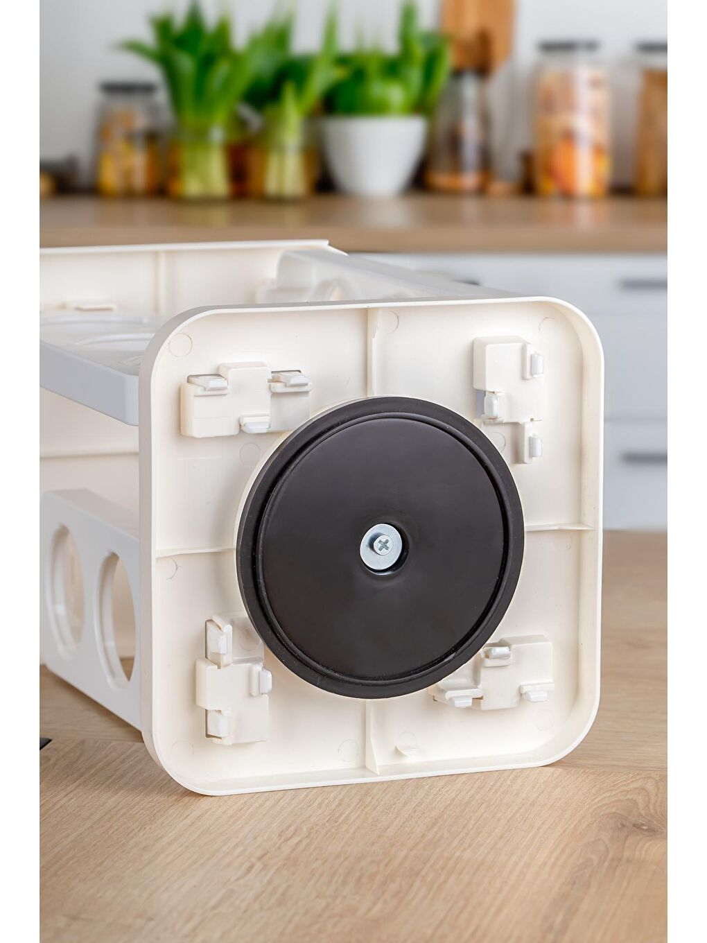 1081 Kare Döner Standlı Döner Kapaklı Cam Baharatlık Antrasit - Beyaz-1