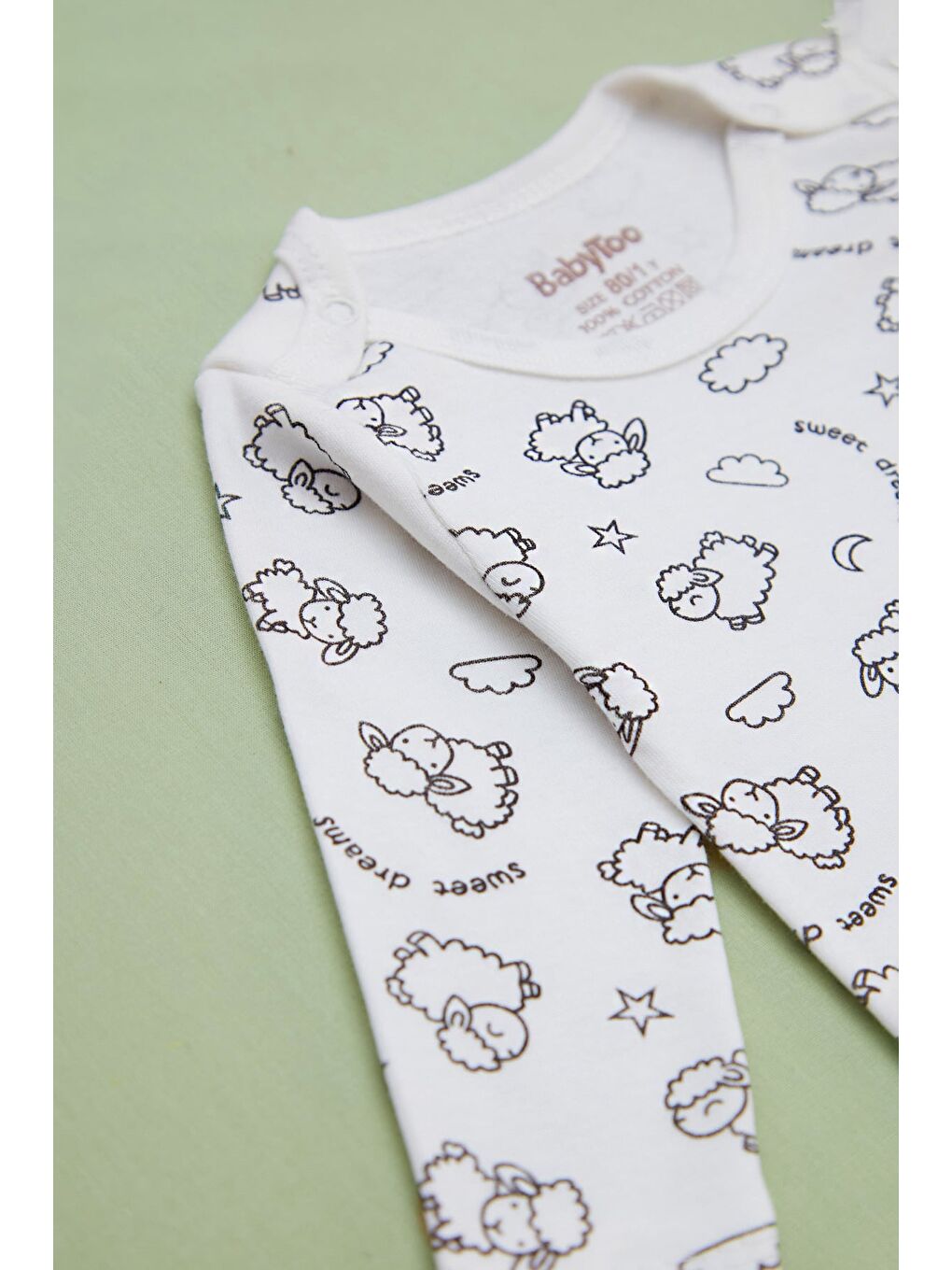 Ekru Yıldız Baskılı Unisex Çocuk Zıbın-3