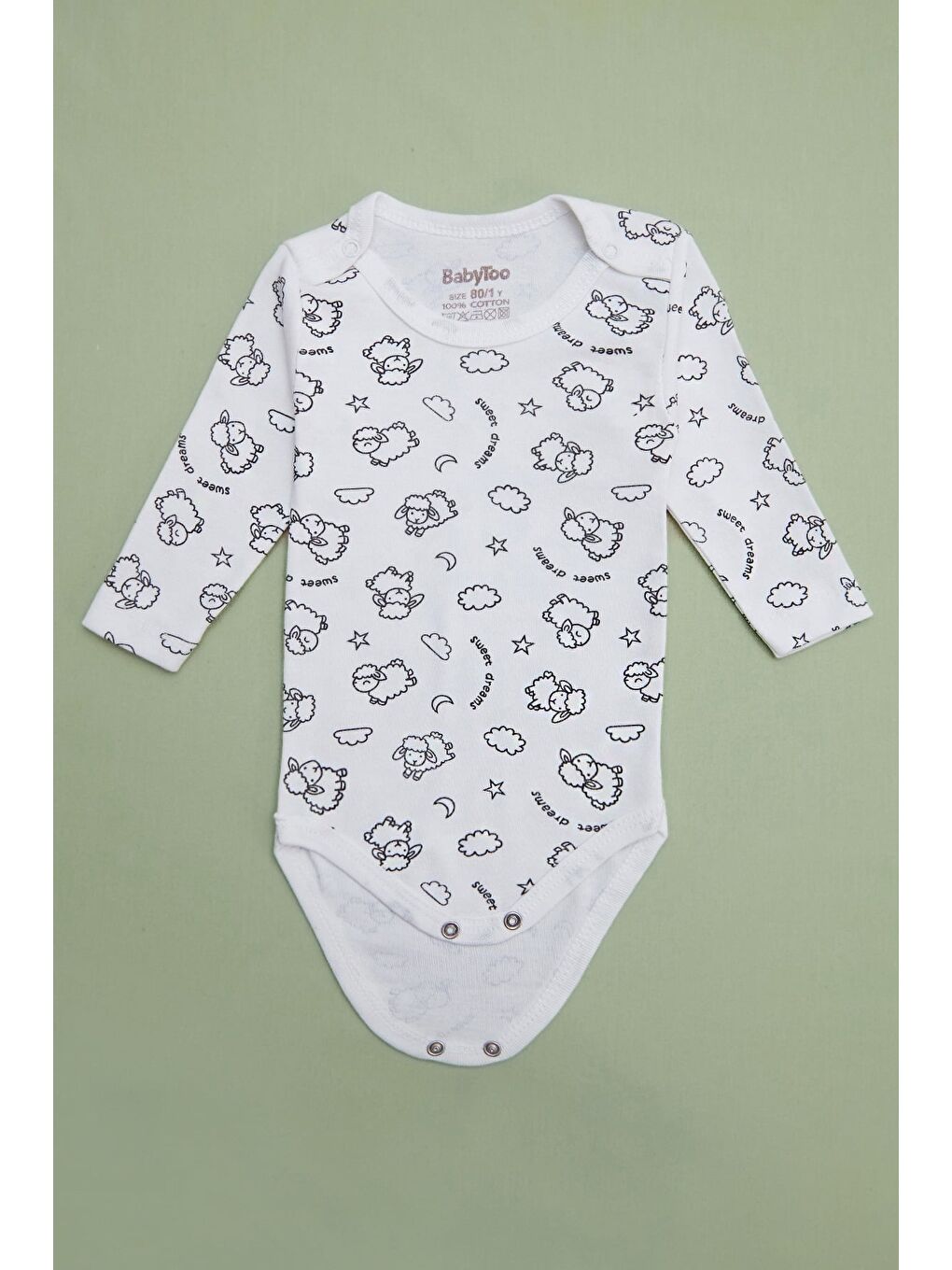 Ekru Yıldız Baskılı Unisex Çocuk Zıbın-4