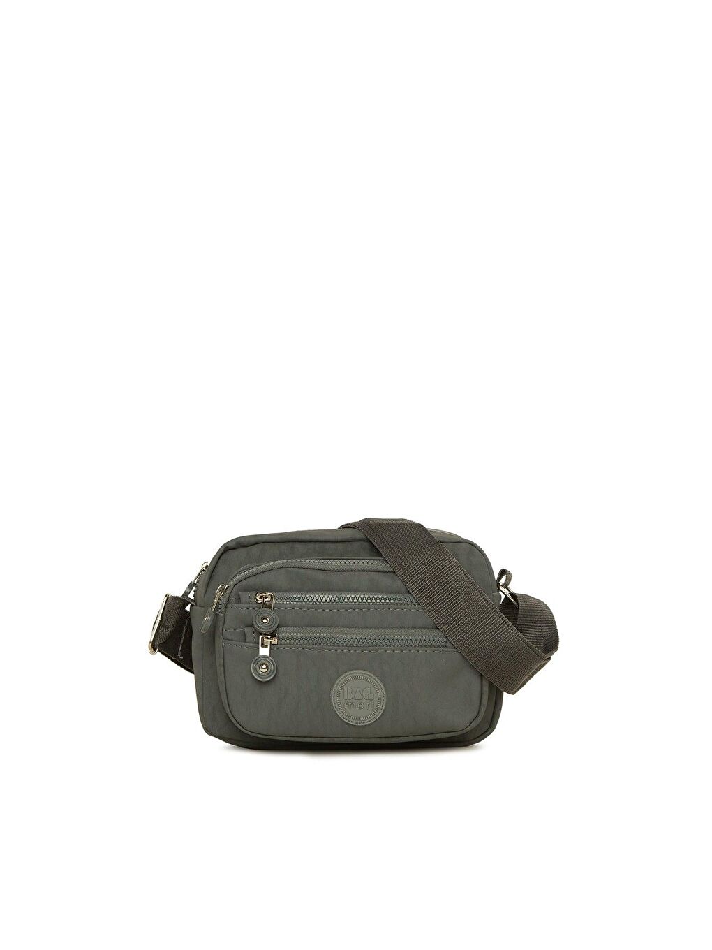 Gri Oturtma Cepli Çok Fermuarlı Çanta