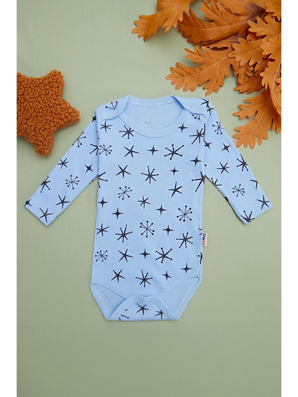 Mavi Yıldız Baskılı Unisex Çocuk Zıbın-1