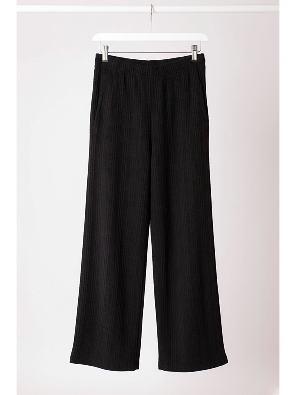 Siyah Geniş Paça Desenli Kız Çocuk Pantolon 19747