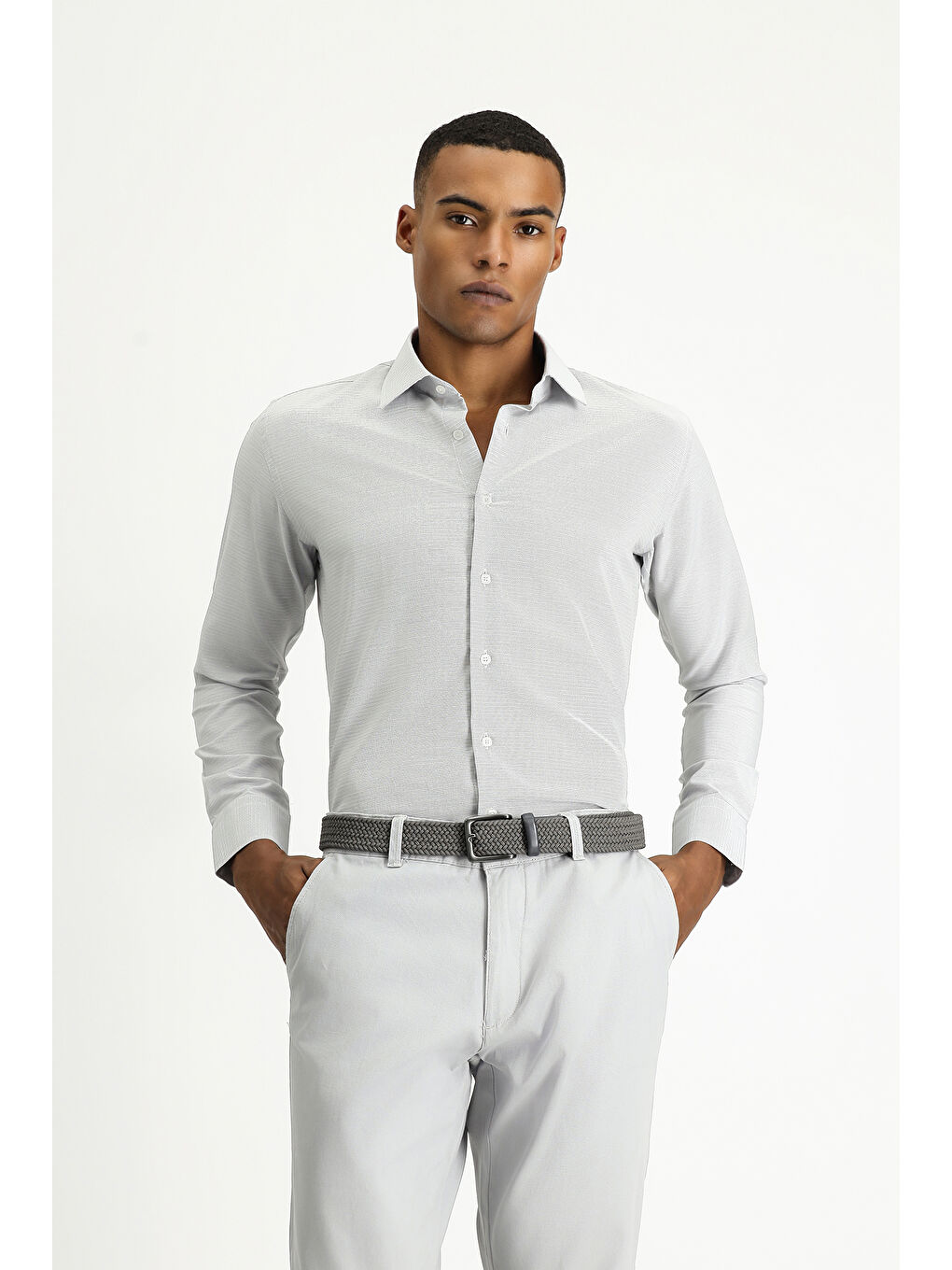 Siyah Uzun Kol Slim Fit Dar Kesim Klasik Desenli Pamuklu Kolay Ütülenebilir Gömlek-2