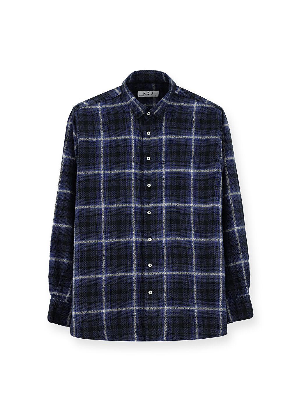 Lacivert Uzun Kol Regular Fit Shacket Oduncu Ekose Pamuk Gömlek-5