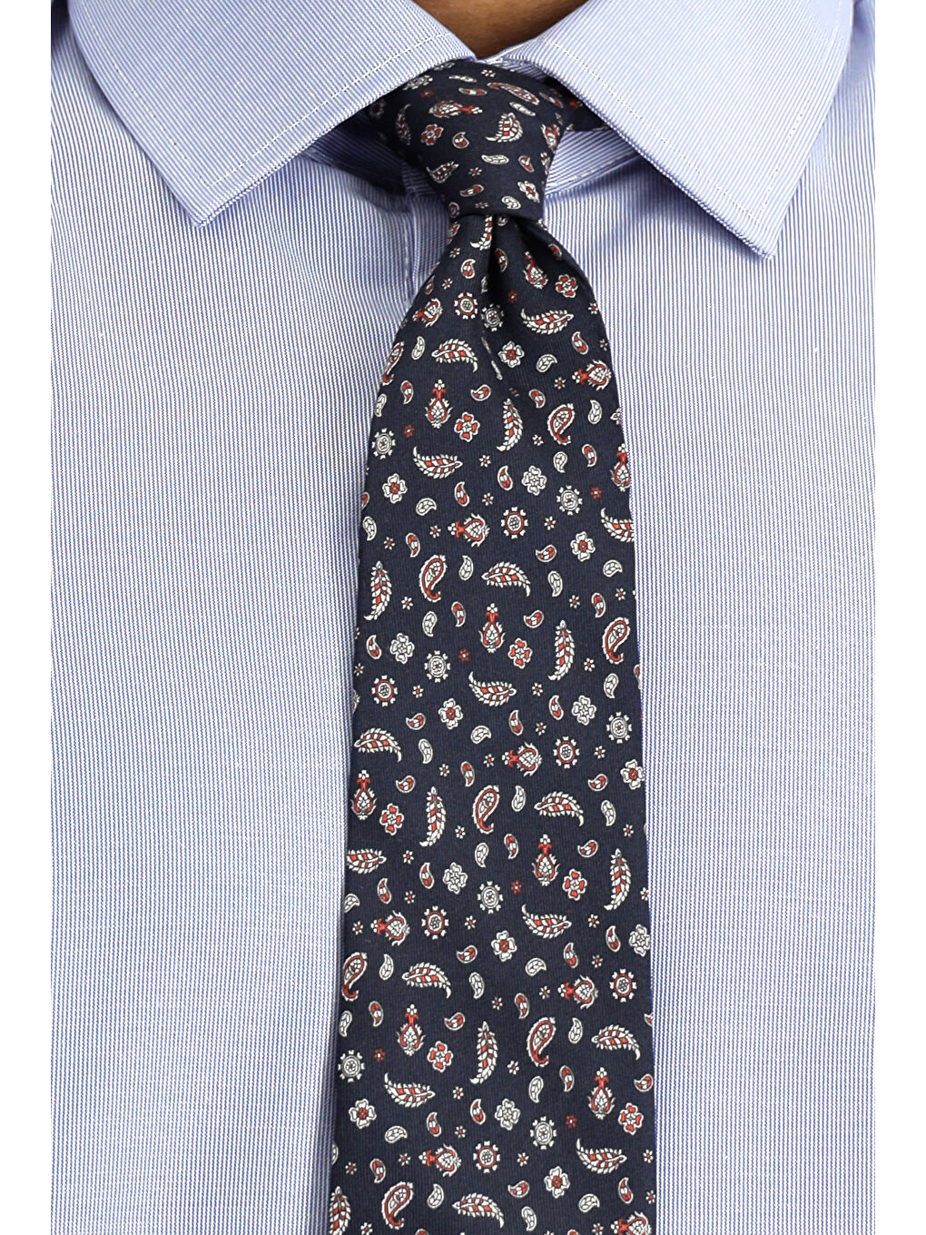 Mavi Uzun Kol Slim Fit Dar Kesim Klasik Desenli Pamuklu Kolay Ütülenebilir Gömlek-4