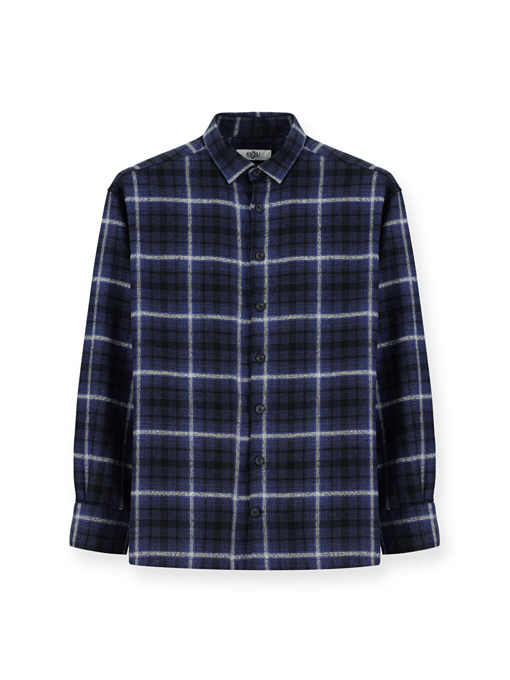 Lacivert Uzun Kol Regular Fit Shacket Oduncu Ekose Pamuk Gömlek-6