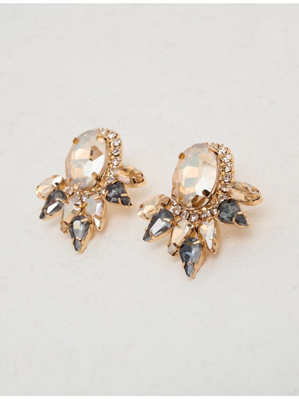 Sarı Bronz Kristal Taşlı Küpe