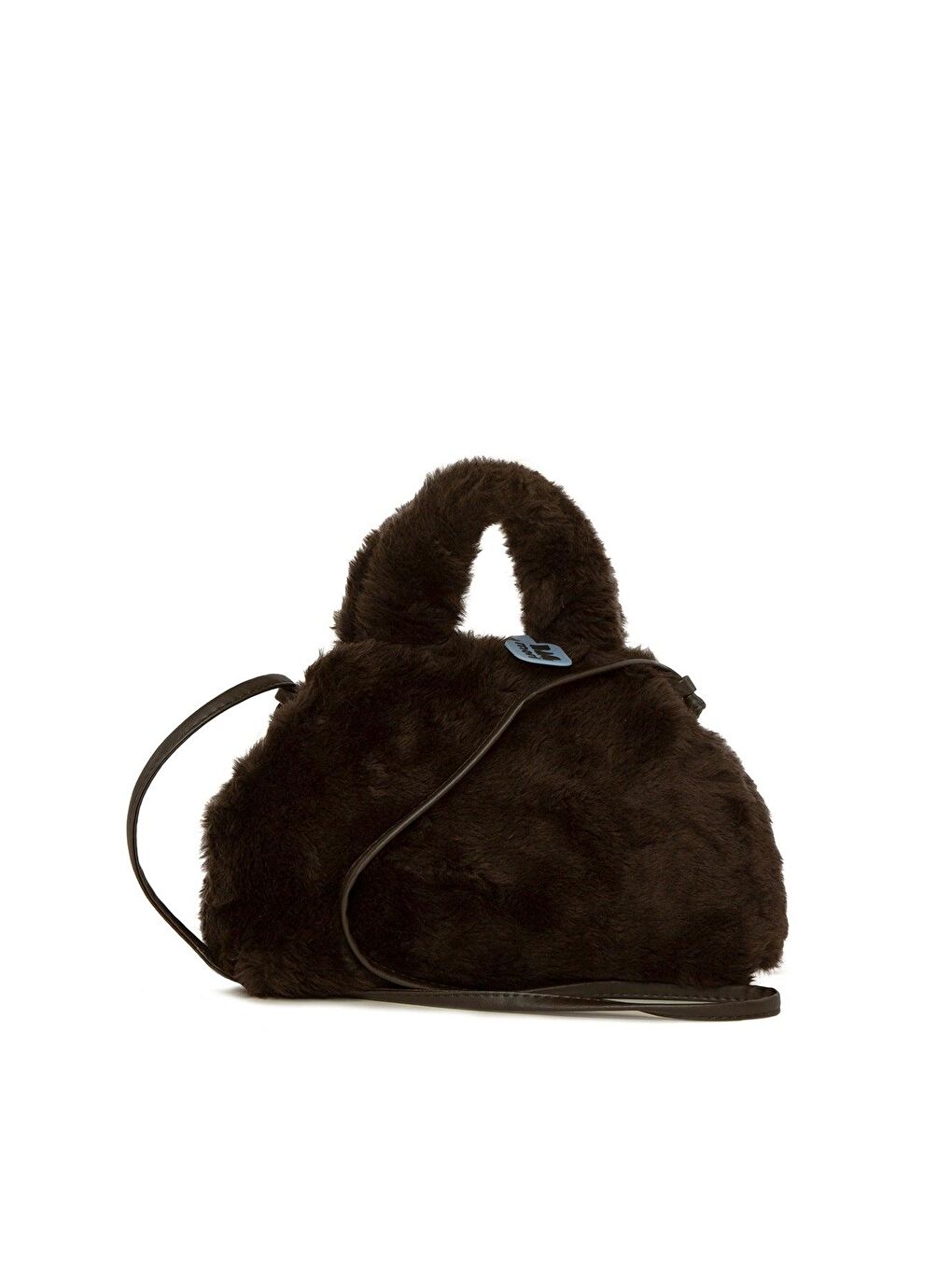 Kahverengi Deri Askılı Burslu Tüylü Çanta-2