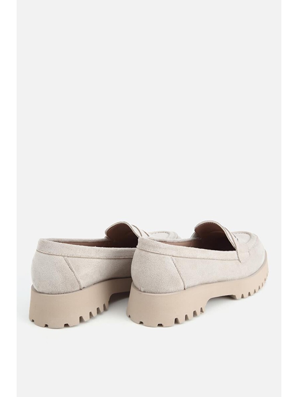 Kadın Bej Süet Kalın Tabanlı Günlük Loafer-3