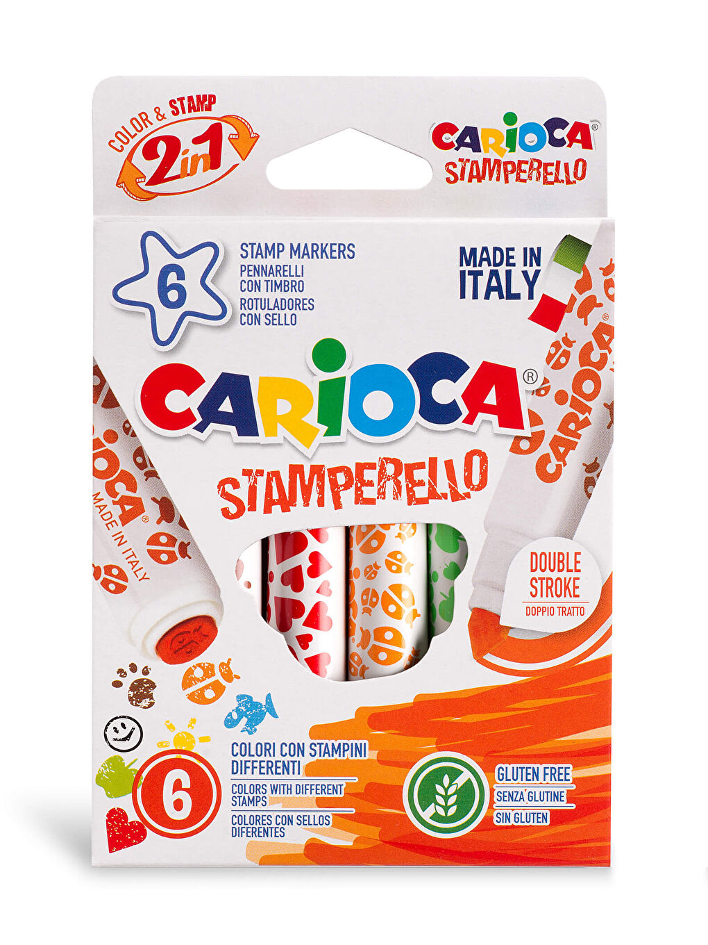 Stamperello Yıkanabilir Keçeli Boya Kalemi 6’lı (Bir Ucu Keçeli Kalem, Bir Ucu Damga)