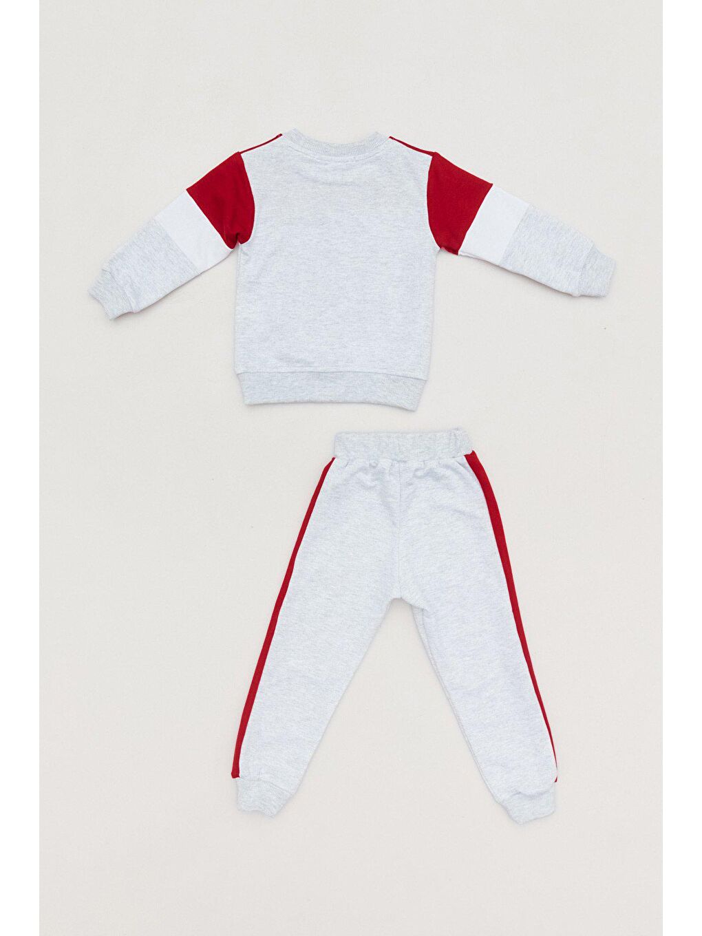 Kırmızı Yazı Baskılı Bisiklet Yaka Kız Çocuk Eşofman Takımı-1