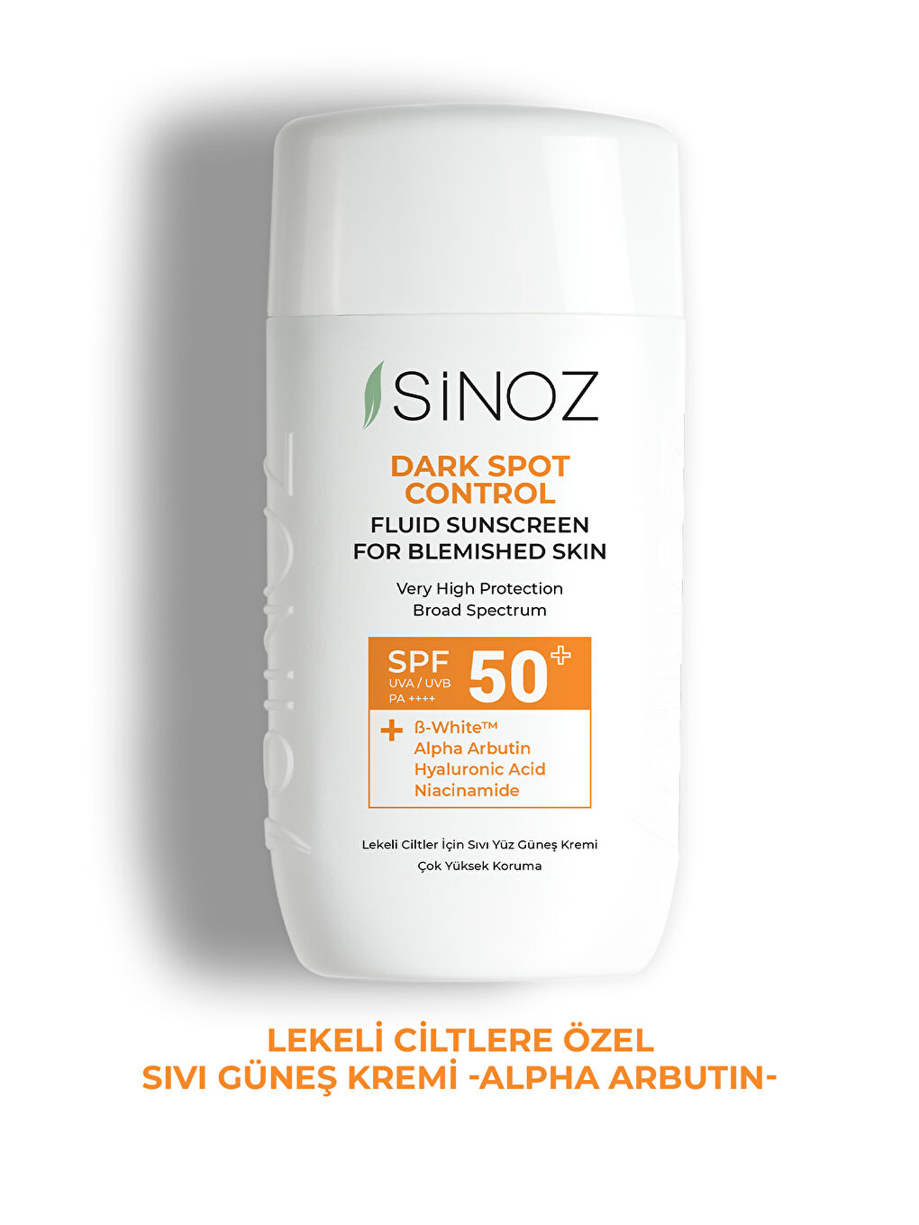 Sinoz SPF50+ Koyu Cilt Lekelerine Etkili Sıvı Yüz Güneş Kremi-Yeni Nesil Filtreler-Hibrit Formül PA++++