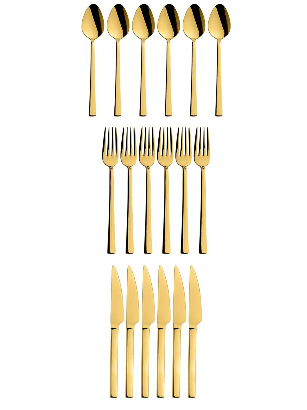 Sarı Gold 18 Adet Tatlı Çatal Kaşık Bıçak Seti