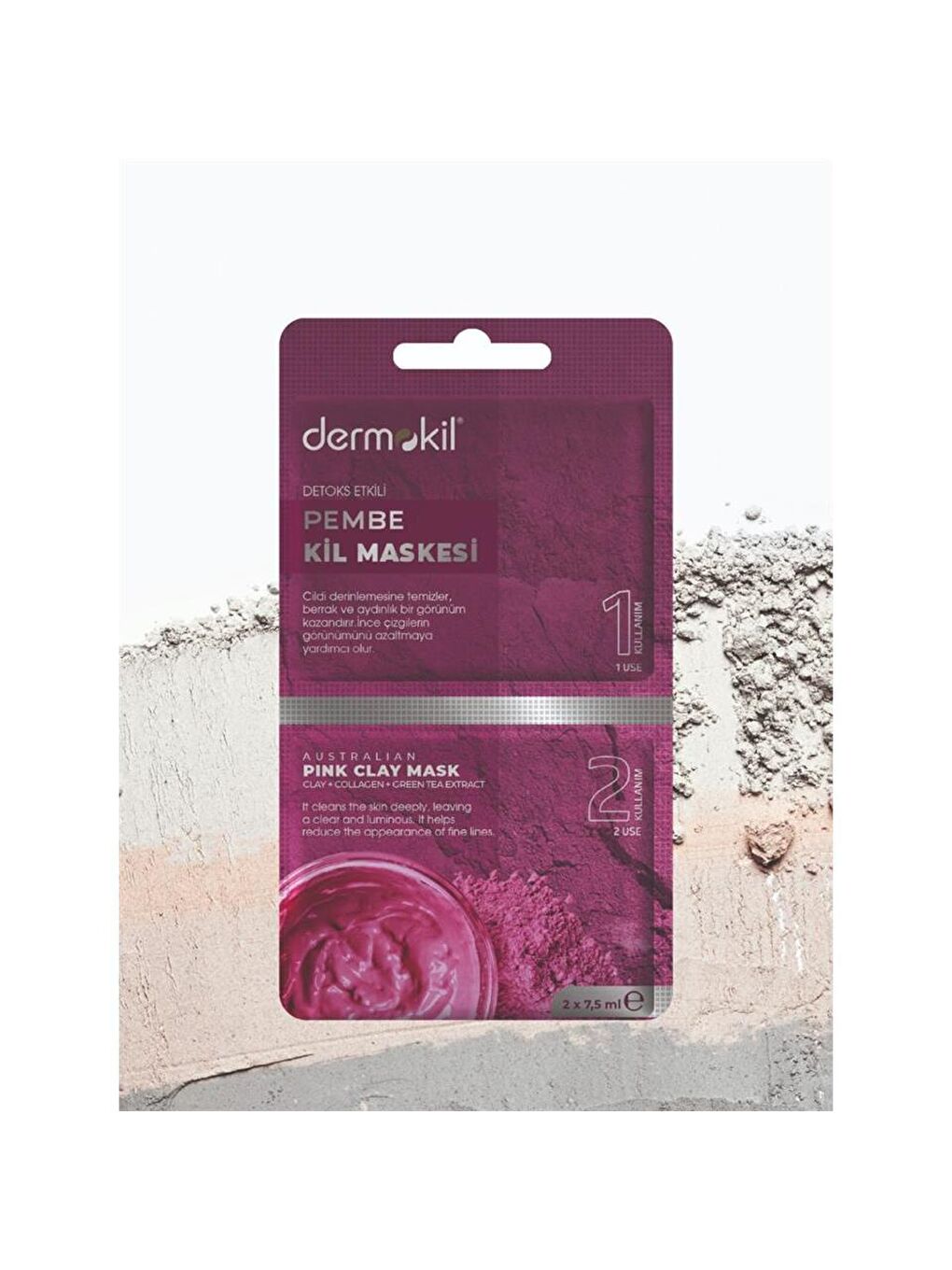 DERMOKIL Beyaz-Pudra Detoks Etkili Pembe Kil Maske 15 ml - 1