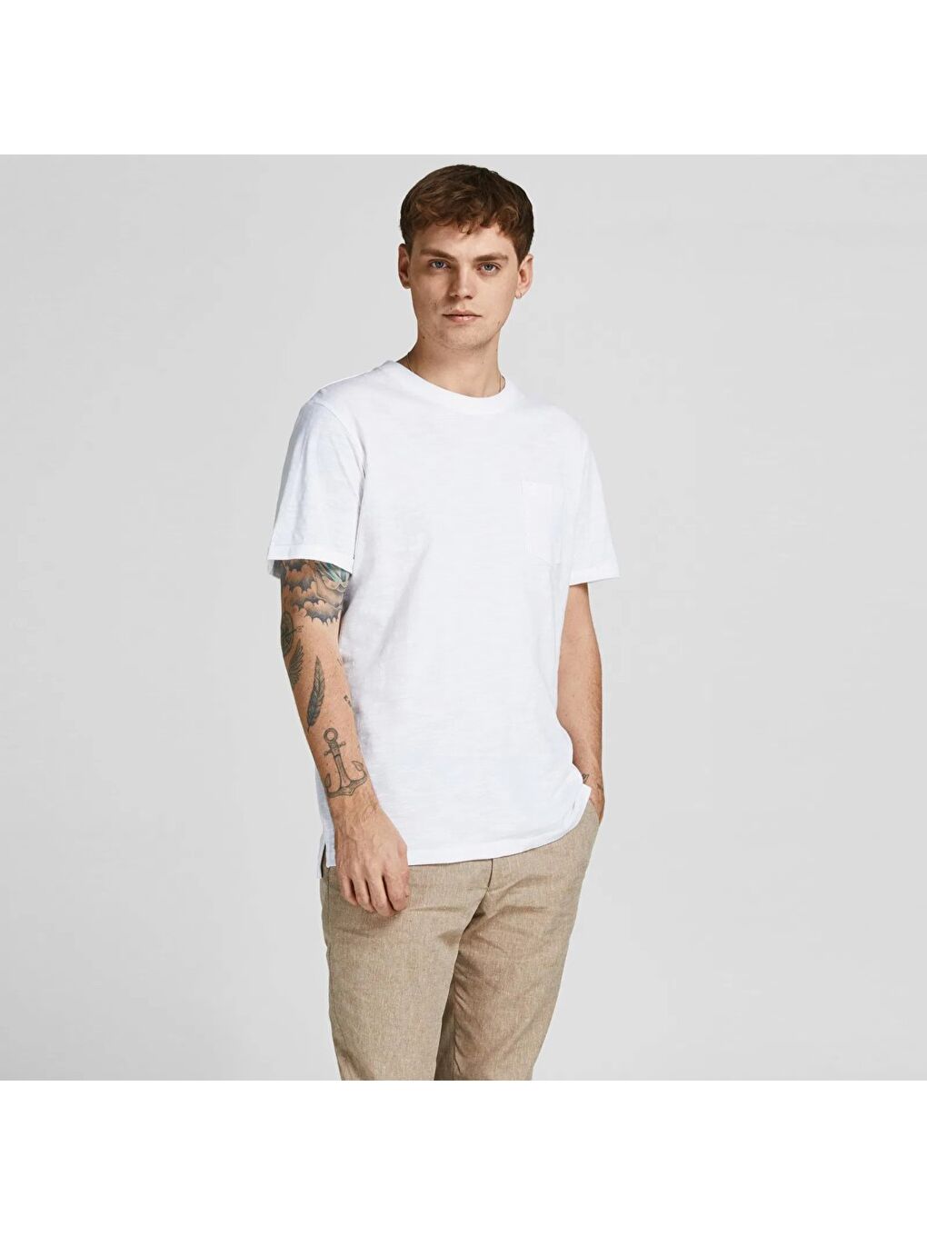 Jack & Jones Blatropic Solid Erkek Mavi Yuvarlak Yaka Tişört