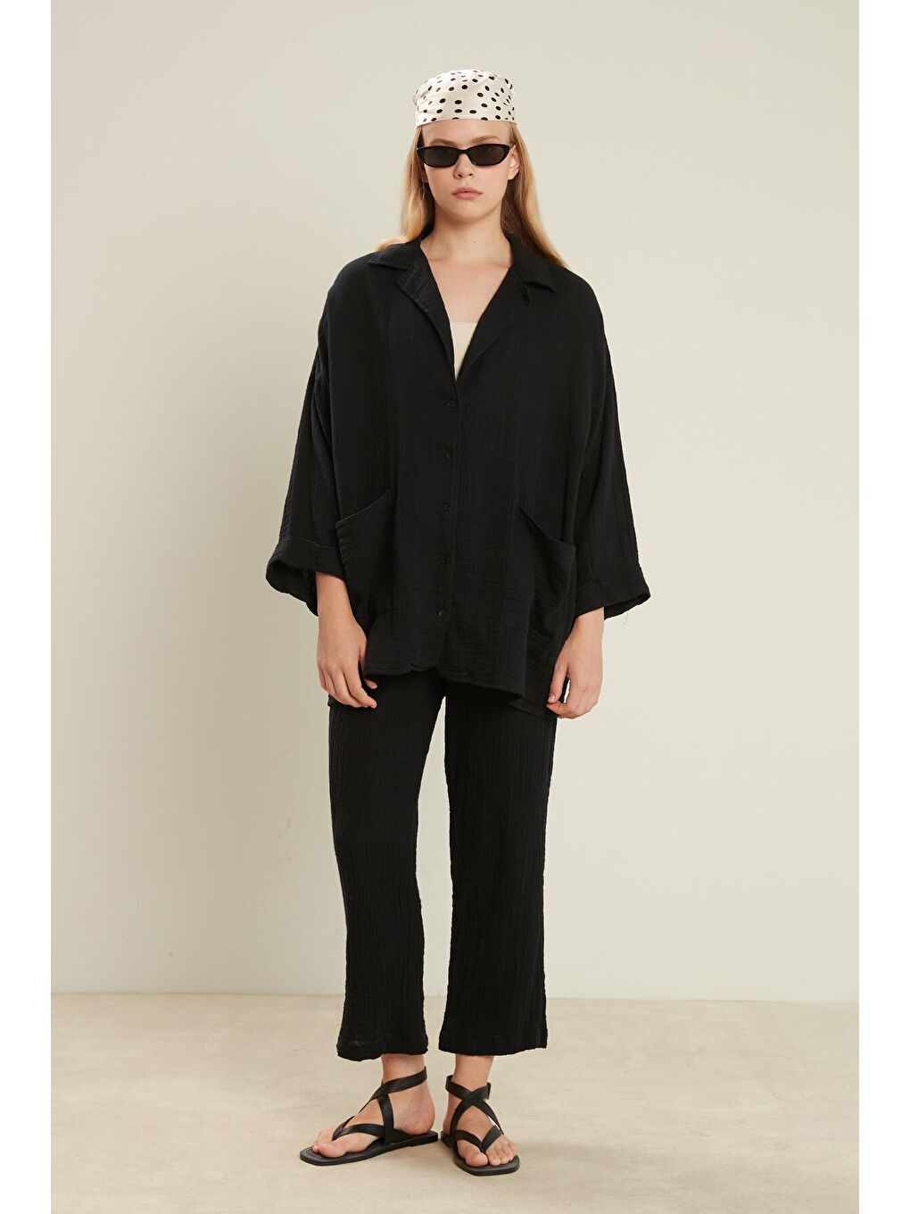 Müslin Pantolon Siyah-1