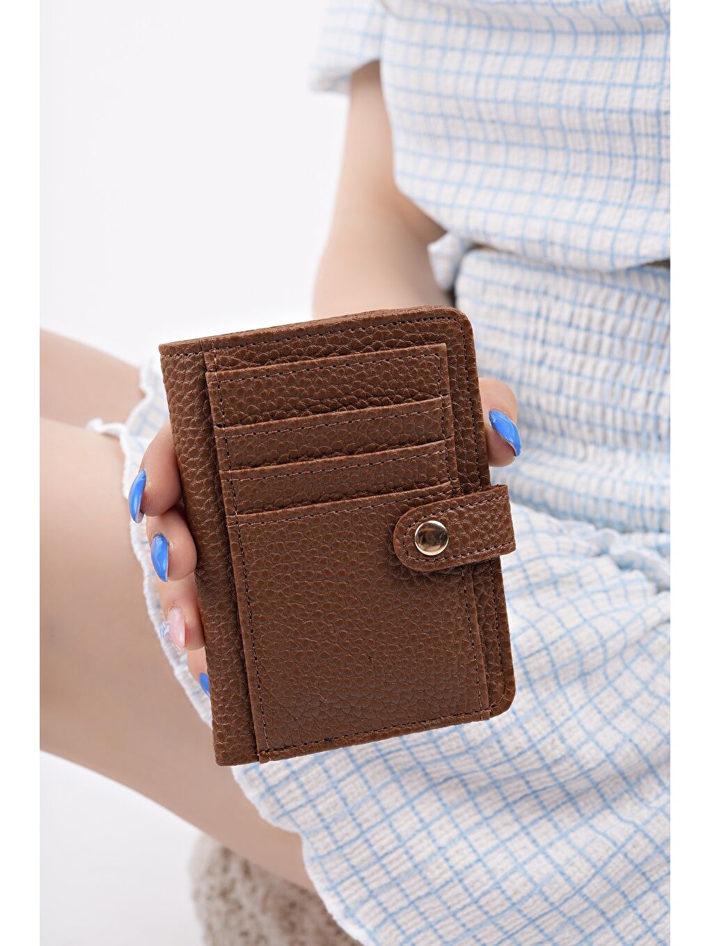 Kahverengi ARYA Bozuk & Kağıt Para Bölmeli Fermuarlı Kartlık Kadın Cüzdan-1