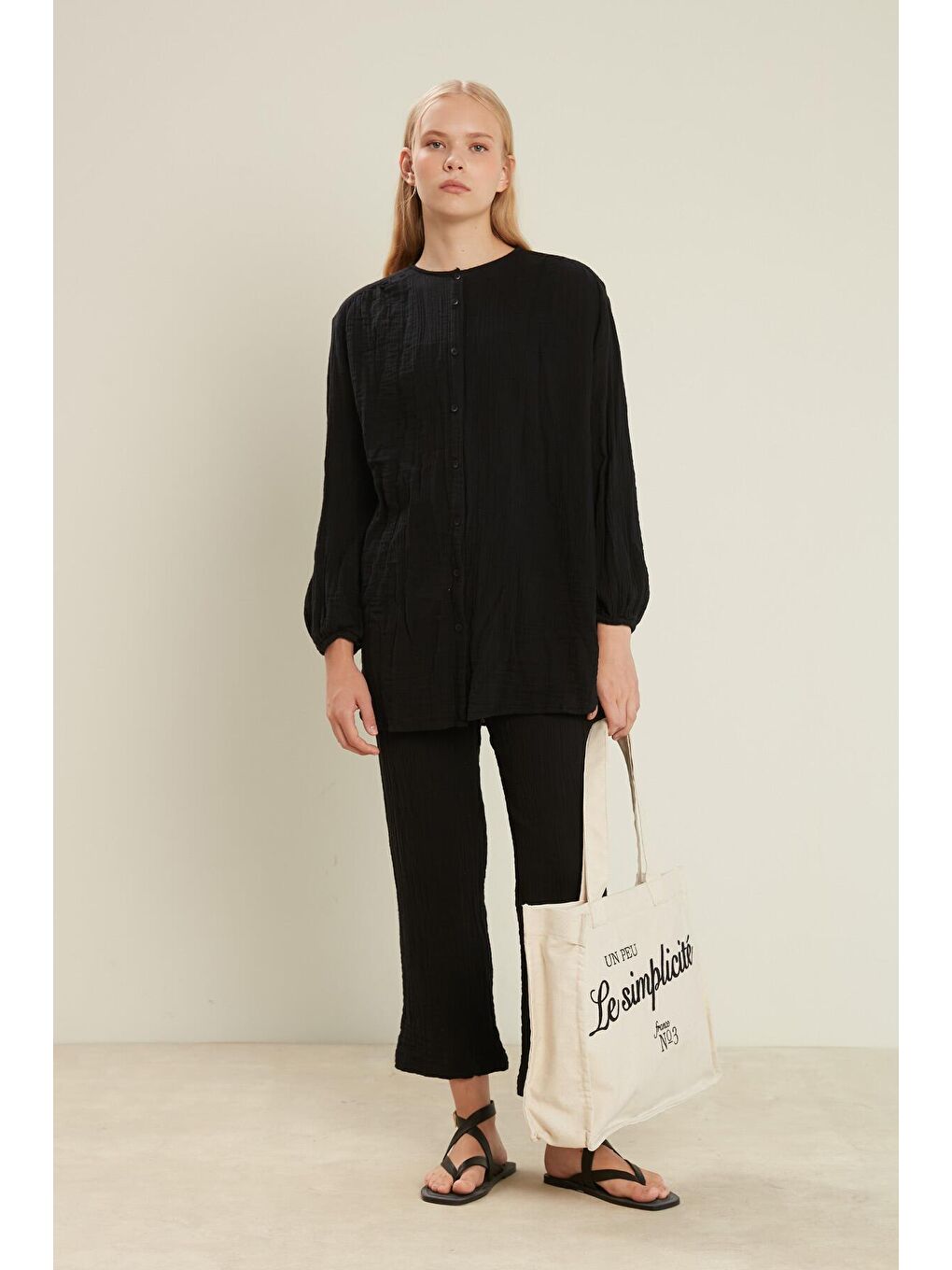 Müslin Pantolon Siyah-2