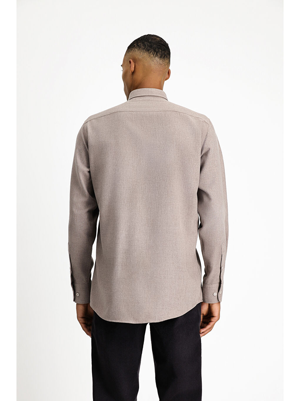 Kahverengi Uzun Kol Regular Fit Spor Pamuklu Kolay Ütülenebilir Gömlek-4