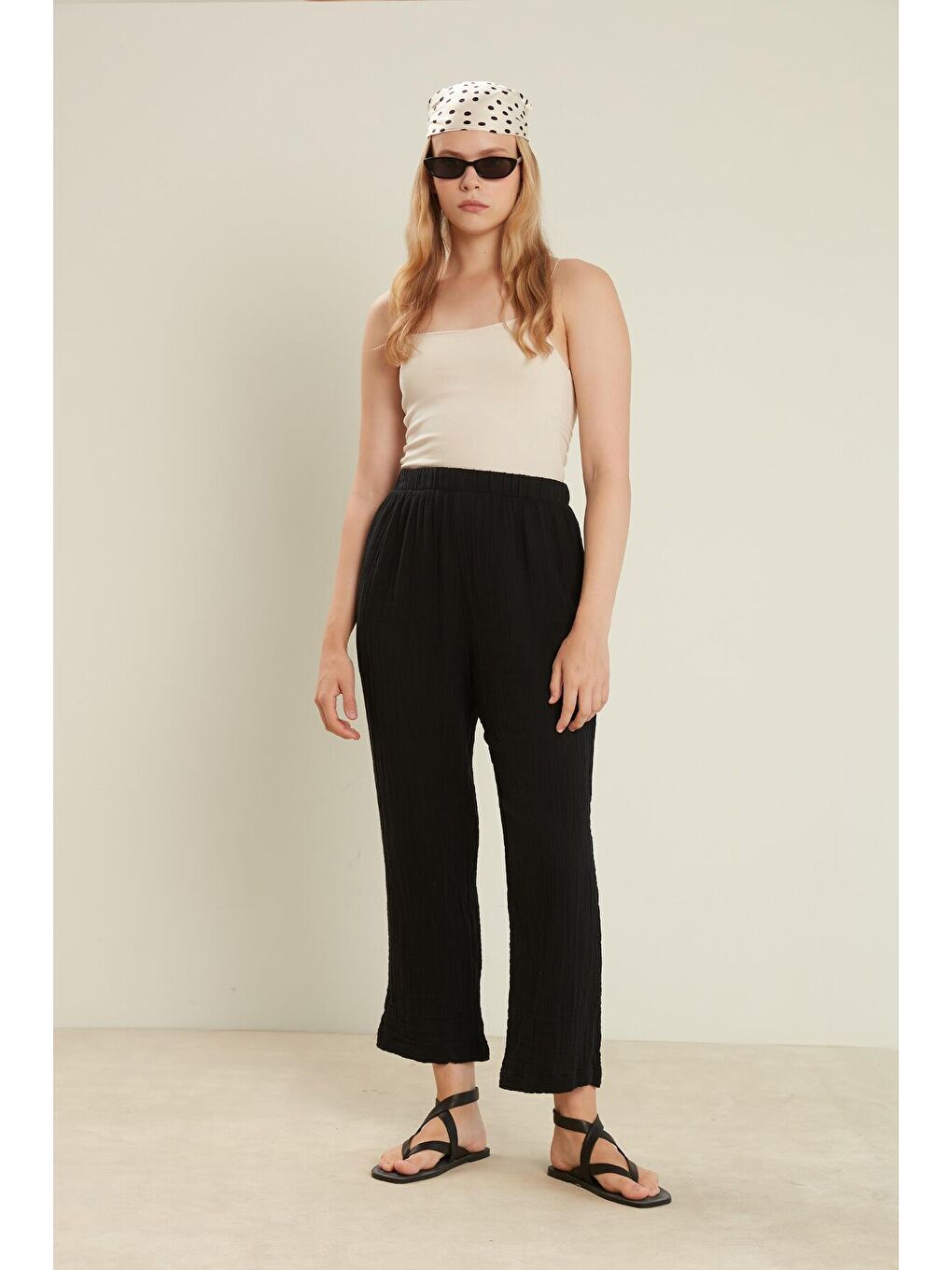 Müslin Pantolon Siyah-4