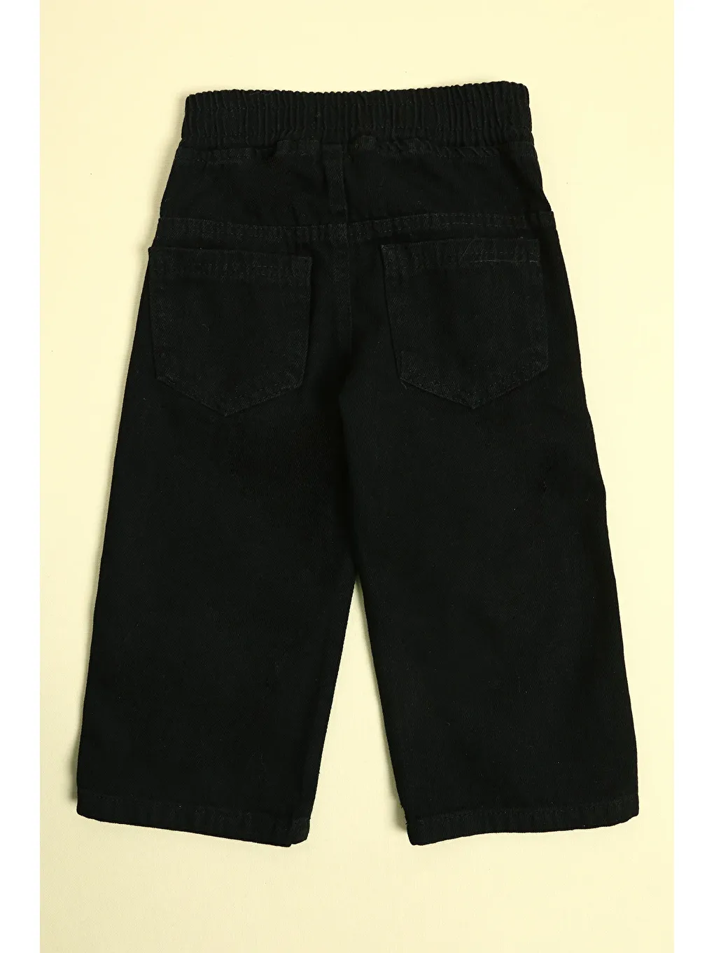 Siyah Beli Lastikli Yıldız Nakışlı Kız Çocuk Palazzo Pantolon-2