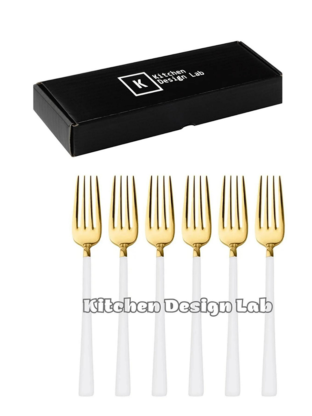 12 Adet Parlak Gold Beyaz Tatlı Meyve Kaşık Çatal Takımı-4