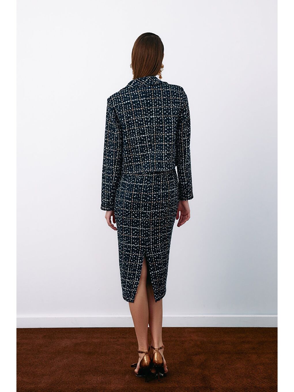 Düğmeli Tüvit Kısa Ceket - Lacivert-6