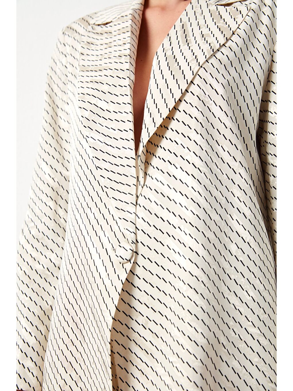 Çizgi Desenli Ceket - Bej-5