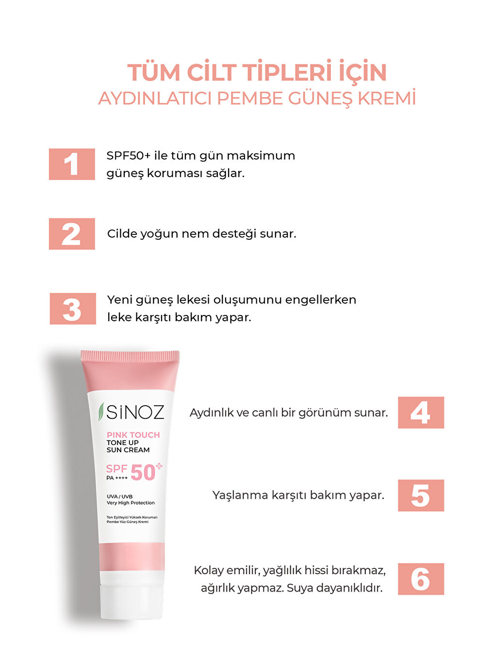 Pink Touch Spf50+ Cilt Aydınlatıcı Pembe Yüz Güneş Kremi 50ml-tüm Ciltler Için-PA++++-1