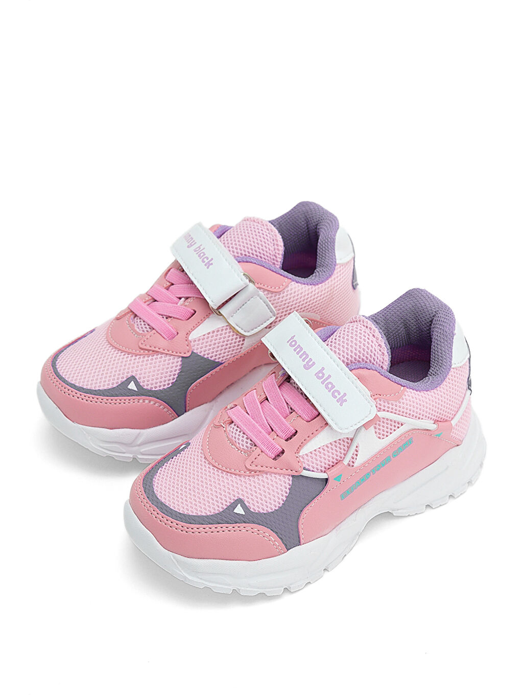 Fuşya Çocuk Unisex Şeker Lila Faylon Taban Rahat Kalıp Cırtlı Çocuk Ayakkabı