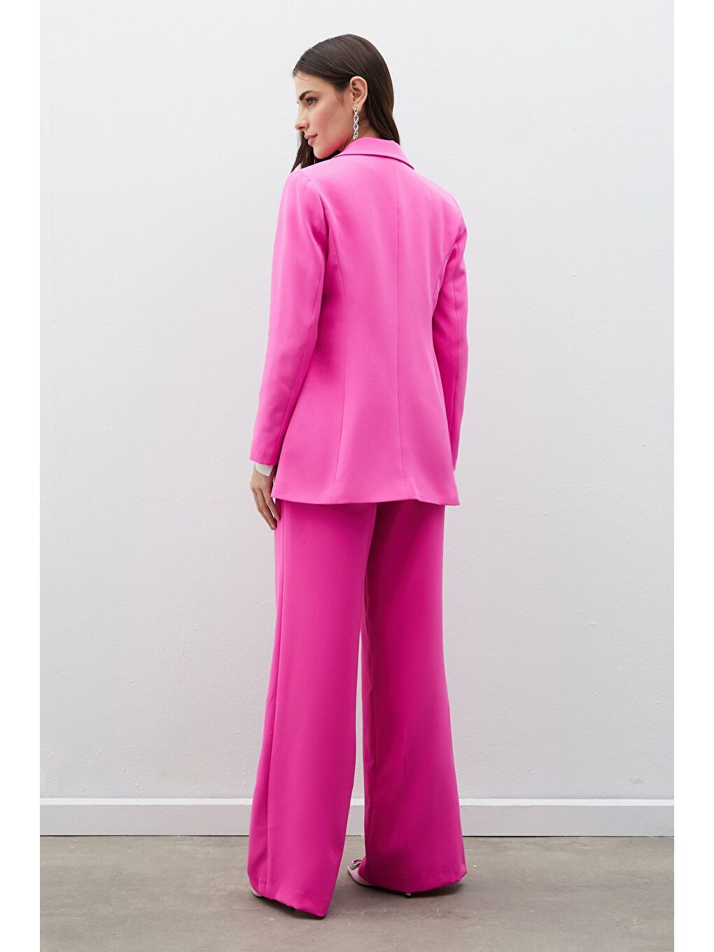 Mono Yaka Klasik Ceket - Pembe-2