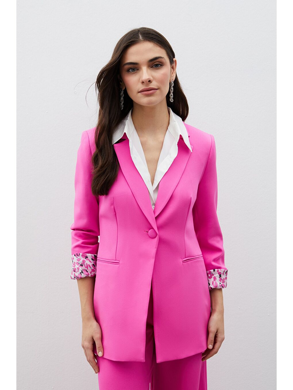 Mono Yaka Klasik Ceket - Pembe