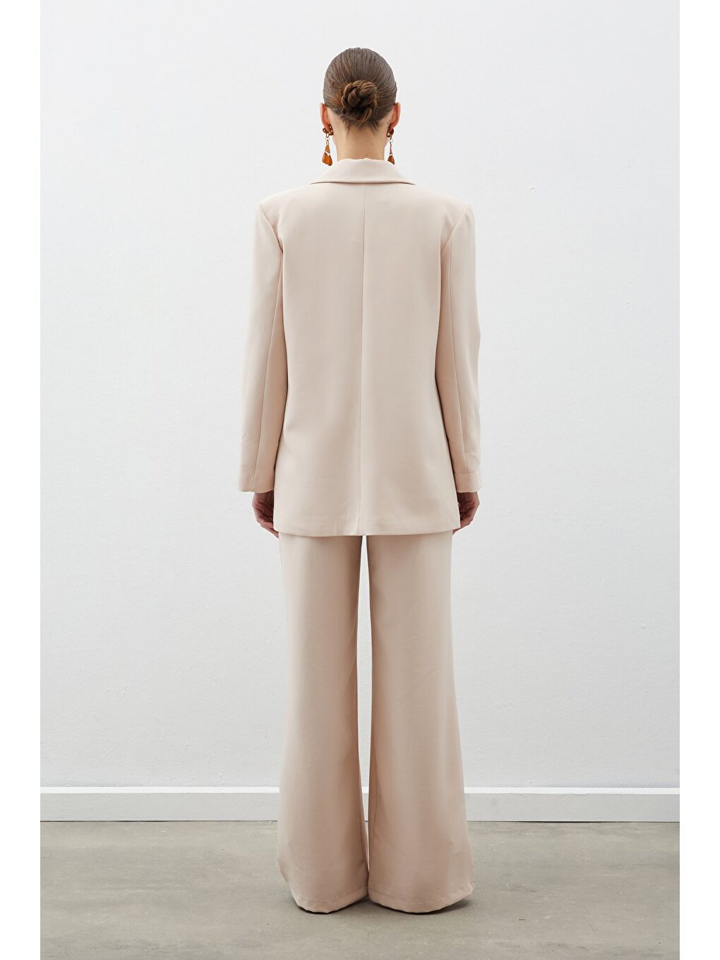 Zebra Astarlı Uzun Ceket - Bej-5