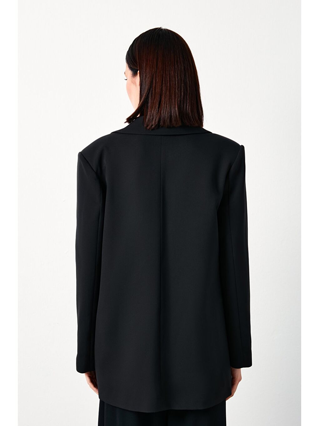 Zebra Astarlı Uzun Ceket - Siyah-5