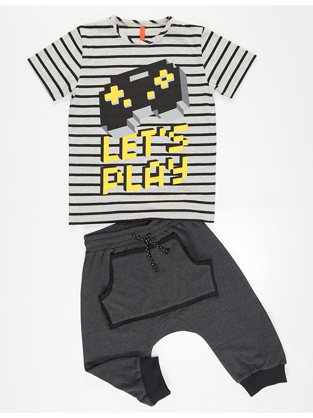 Karışık Lets Play Erkek Çocuk T-shirt Kapri Şort Takım-2