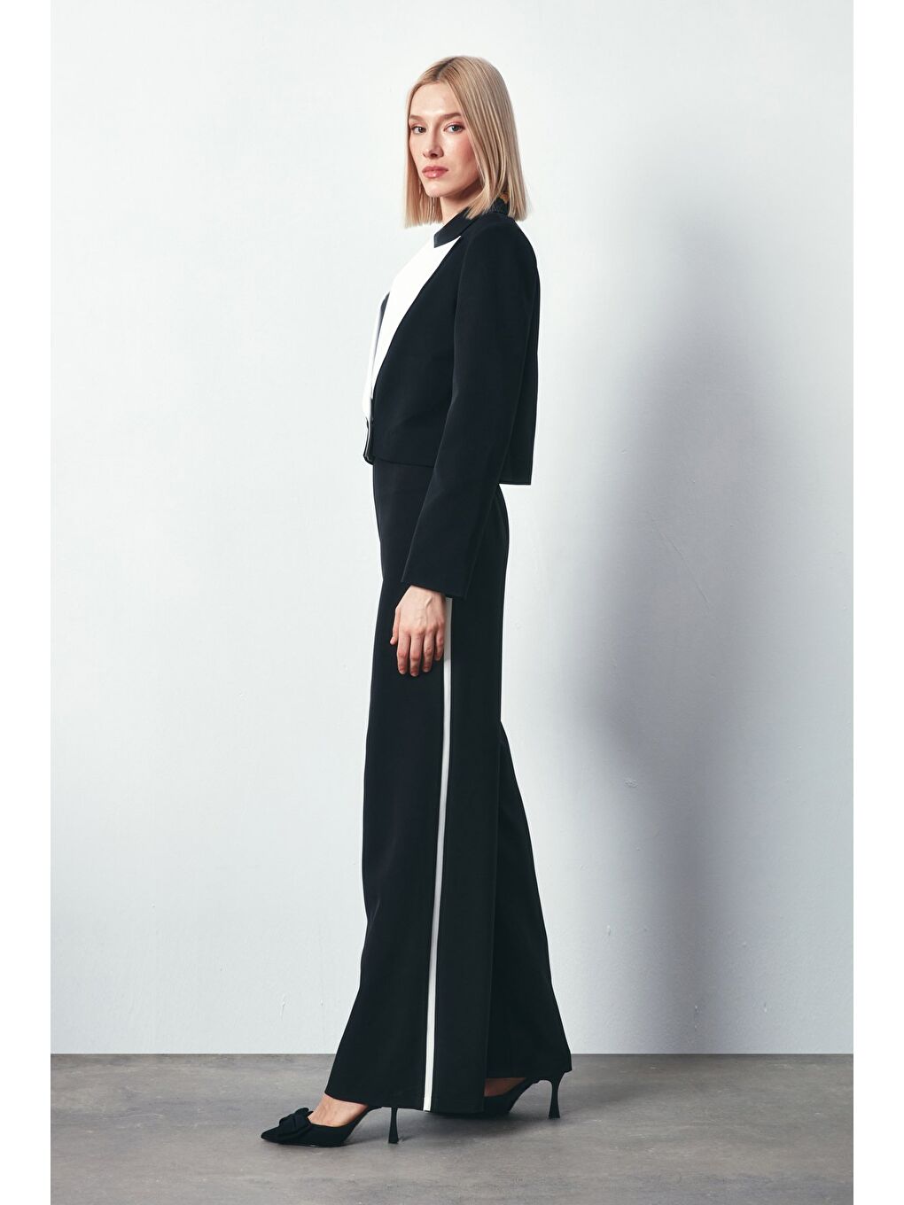 Kontrast Kısa Ceket - Siyah-2