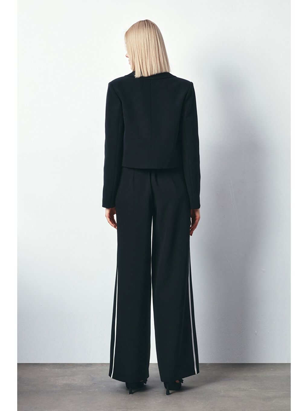 Kontrast Kısa Ceket - Siyah-5