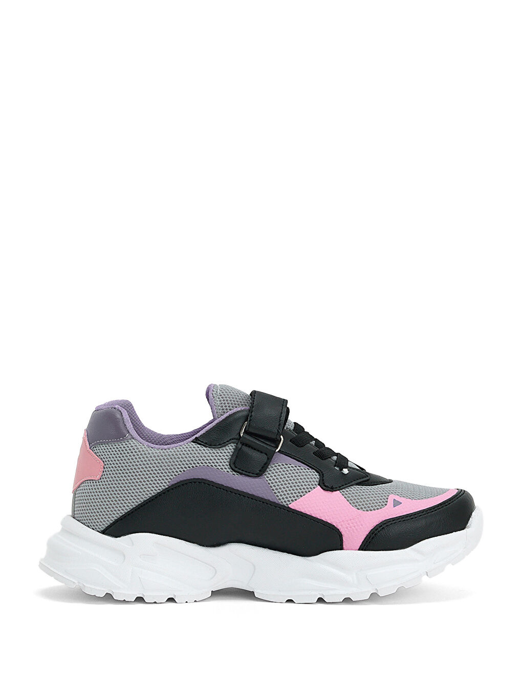 Çocuk Unisex Siyah Lila Faylon Taban Rahat Kalıp Cırtlı Çocuk Ayakkabı-1