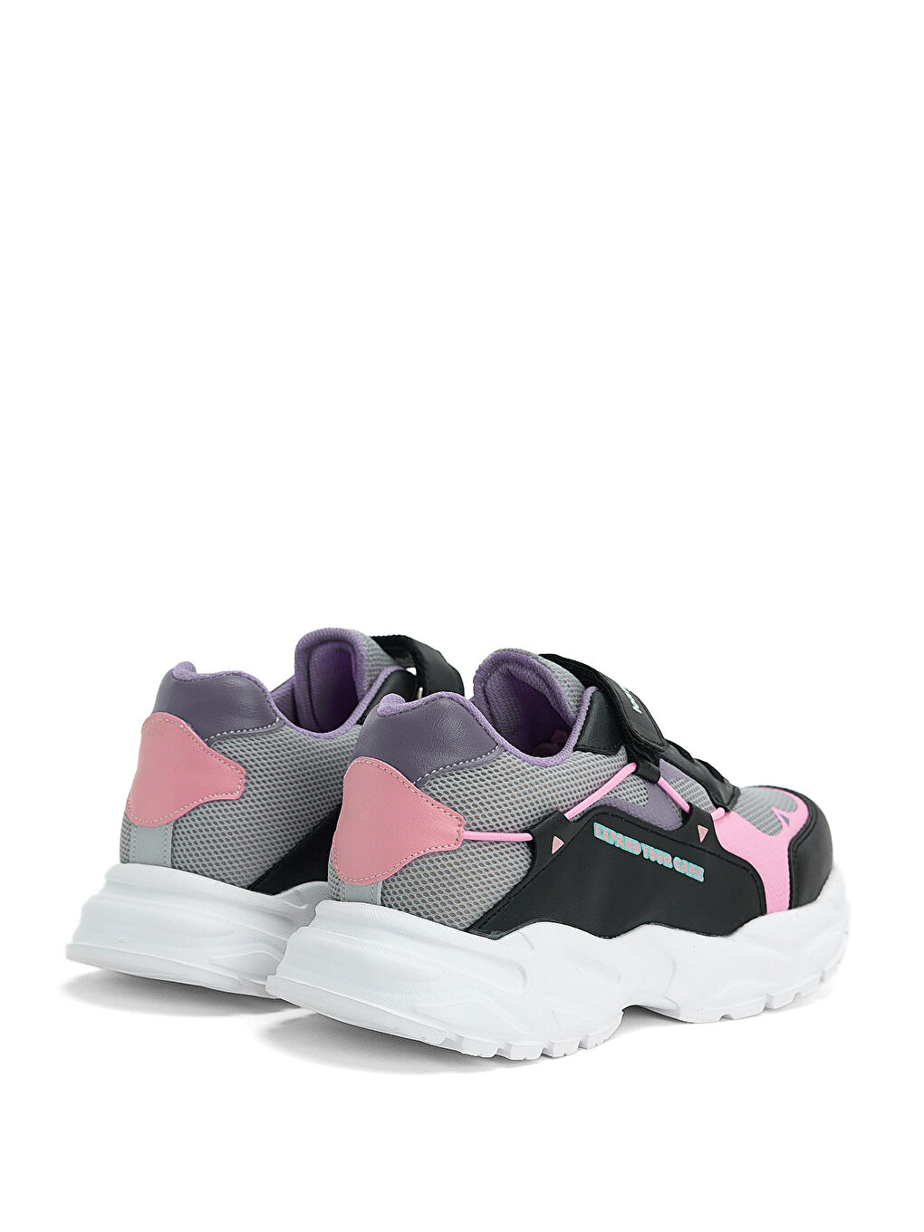 Çocuk Unisex Siyah Lila Faylon Taban Rahat Kalıp Cırtlı Çocuk Ayakkabı-3