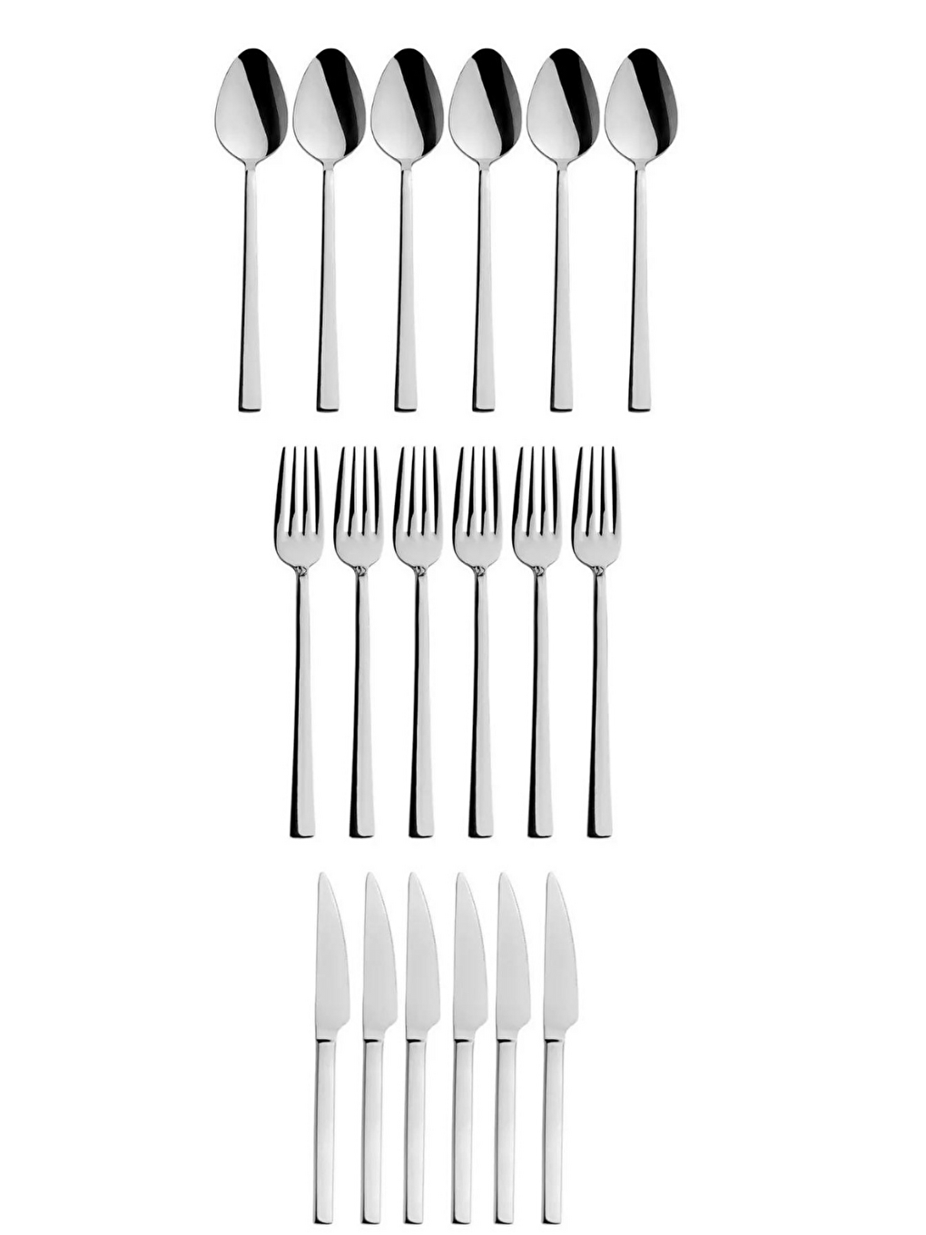 Gri Parlak Gümüş Pasta Tatlı KaşıkÇatalBıçak Seti 18 Adet-3