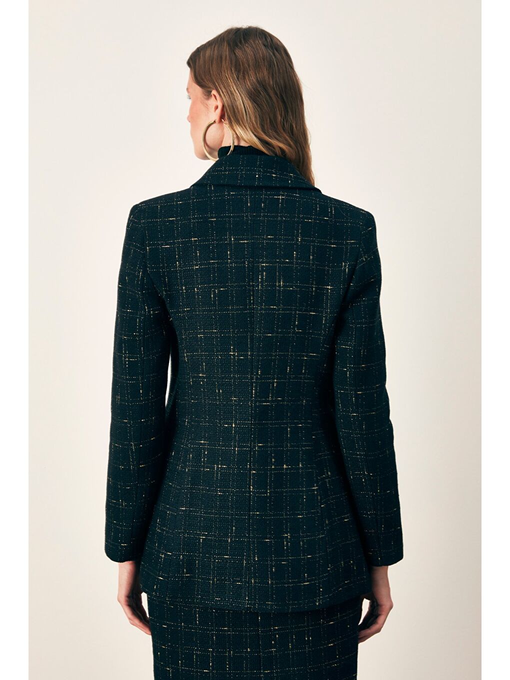 Simli Uzun Ceket - Siyah-5